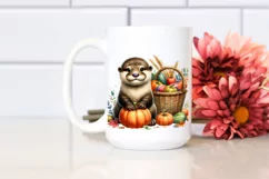 Cute Otter Autumn Basket | Sublimation | Clipart Product Image 2