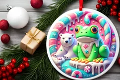 Round Christmas Ornament Sublimation|Clipart Product Image 1