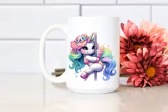 Colorful Unicorn in Pole Dancer Outfit PNG Product Image 2