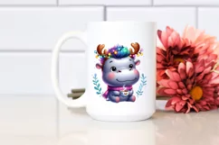 Expressive Baby Hippo with Tea Cup, Transparent PNG Product Image 2