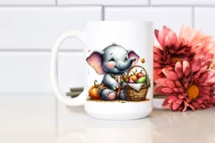 Quirky Elephant Autumn Basket | Sublimation | Clipart Product Image 2