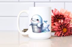 Colorful Baby Beluga Whale in Bucket | Clipart Product Image 2