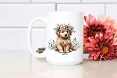 Puppy Wreath Cocktail Watercolor Sublimation Clipart Product Image 2