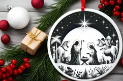 Round Christmas Ornament Sublimation|Clipart Product Image 2