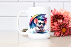 Cute Baby Mouse with Umbrella, Transparent PNG Product Image 2