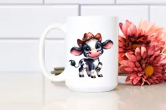 Happy Baby Cow with Hat | Watercolor Clipart Product Image 2