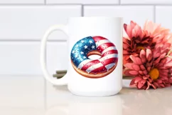 Vintage Donut in USA Flag Colors | Sublimation Clipart Product Image 2