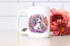 Colorful Baby Unicorn with Italian Street, PNG Product Image 2