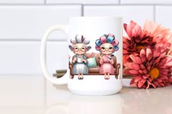 Old Lady Character on Sofa with Mug | Sublimation | Clipart Product Image 2