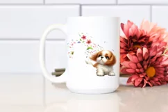 Colorful Tumbling Dog with Flower Petals | Sublimation Product Image 2