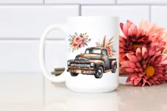 Vintage Rusty Pickup Truck Flower Clipart Product Image 2