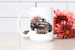 Vintage Rusty Pickup Truck Flower Clipart Product Image 2