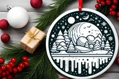 Round Christmas Ornament Sublimation|Clipart Product Image 1