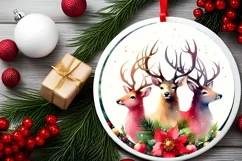 Watercolor Reindeer Christmas Scene PNG Product Image 2