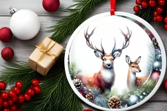Watercolor Reindeer Christmas Scene PNG Product Image 2