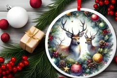 Watercolor Reindeer Christmas Scene PNG Product Image 2