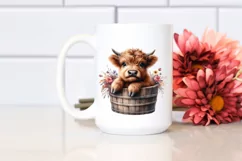Cute Baby Cow with Flowers PNG Product Image 2