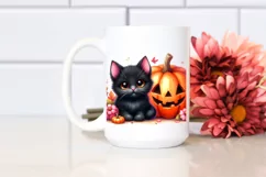 Cute Black Cat Halloween Scene | Sublimation | Clipart Product Image 2
