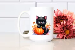 Cute Black Cat Halloween Scene | Sublimation | Clipart Product Image 2