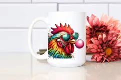 Colorful Chicken Portrait Sublimation Clipart Product Image 2