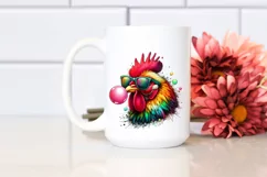 Colorful Chicken Portrait Sublimation Clipart Product Image 2