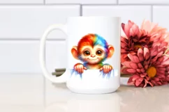 Colorful Watercolor Small Baby Monkey | Clipart Product Image 2