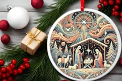 Round Christmas Ornament Sublimation|Clipart Product Image 1