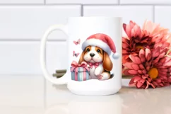 Expressive Baby Basset Hound with Santa Hat, Transparent PNG Product Image 2