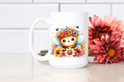 Cartoon Bee with Flower Crown, Happy PNG Product Image 2