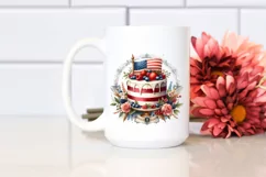 Vintage Cake in USA Flag Colors | Sublimation Clipart Product Image 2