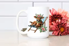 Brown Cow with Flowers on Beach Chair | Sublimation Clipart Product Image 2