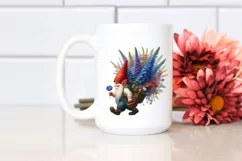 Detailed Gnome with Lobelia Bouquet | Clipart Product Image 2