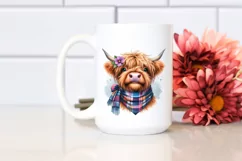 Cow Bored Highland Cow Flower | Clipart Product Image 2