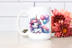 Cute Unicorn Winking from with Balloons | Clipart Product Image 2