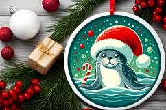 Round Christmas Ornament Sublimation|Clipart Product Image 2