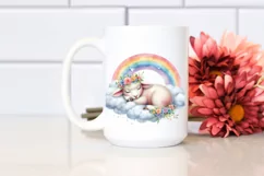 Colorful Baby Lamb on Cloud | Watercolor Clipart Product Image 2