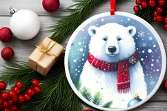 Polar Bear Christmas Sticker Sublimation PNG Product Image 2