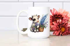 Cute Baby Cow Holding Flower Basket | Sublimation | Clipart Product Image 2