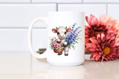 Cute Baby Cow Holding Flower Basket | Sublimation | Clipart Product Image 2