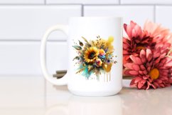 Vibrant Bouquet Gold Foil Sunflower | Clipart Product Image 2