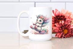 Cute Baby Unicorn Tumbling Spring Petals | Clipart Product Image 2