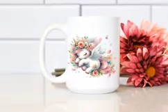 Cute Baby Unicorn Tumbling Spring Petals | Clipart Product Image 2