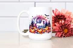 Vibrant Unicorn Halloween Scenery Watercolor | Sublimation Product Image 2