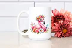 Vibrant Flamingo Flower Crown Cartoon | Sublimation Clipart Product Image 2