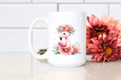 Vibrant Flamingo Flower Crown Cartoon | Sublimation Clipart Product Image 2