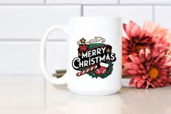 Retro Merry Christmas Clipart PNG Product Image 2
