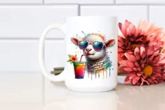 Colorful Lamb Sipping | Sublimation | Clipart Product Image 2