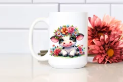 Watercolor Cow with Flower Crown PNG Product Image 2