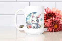 Colorful Baby Arctic Hare with Moon and Stars | Clipart Product Image 2