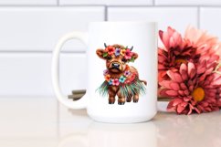 Baby Highland Cow in Hula Skirt PNG Product Image 2